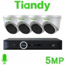 Tiandy 4CH NVR CCTV System 5MP IP PoE Audio Mic Starlight Vandal Dome Camera Kit TIANDY TC-R3105-I/B/P4/K/V3.0 TC-C35XS I3/E/Y/C/H/V4