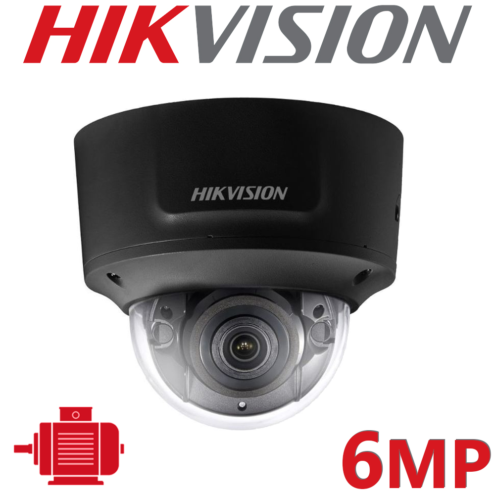 Hikvision DS-2CD2765G0-IZS Black H.265 6MP 2.8-12MM Motorised Lens 30M IR DarkFighter SD-Card POE VCA Dome IP Network Security Camera CCTV