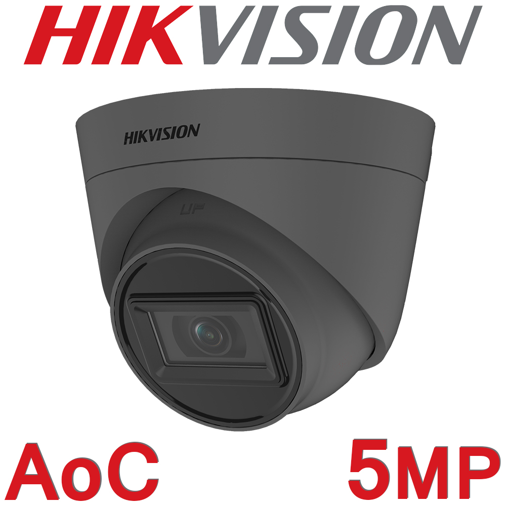 Hikvision DS-2CE78H0T-IT3FS/Grey 2.8mm 5MP HD 40M IR AoC IP67 Analog BNC Audio Mic Built-in Grey CCTV Camera