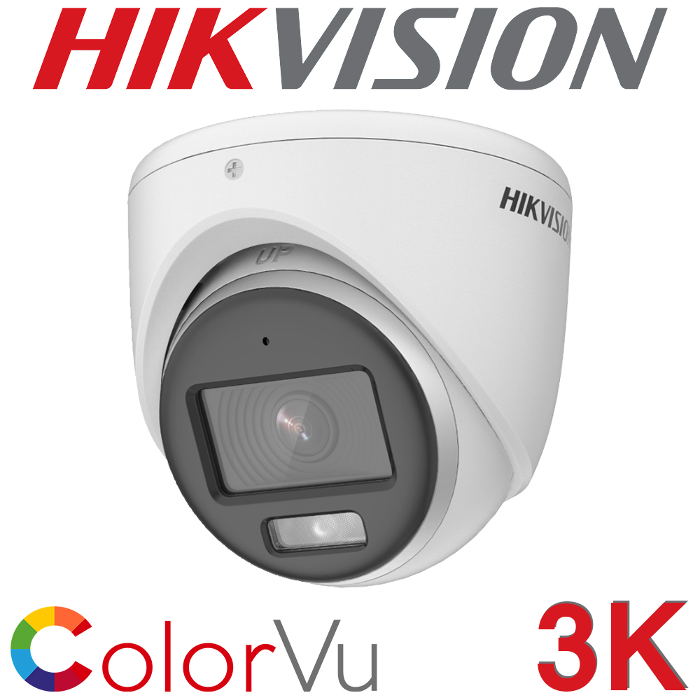 Hikvision DS-2CE70KF0T-MFS 2.8mm 3K ColorVu 20M White Light Audio Mic Outdoor Indoor Turret camera