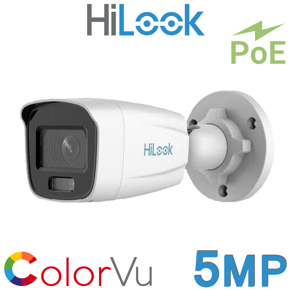 Hikvision HiLook IPC-B159H 5MP 2.8mm H.265+ ColorVu 30M White Light POE Network Bullet Camera