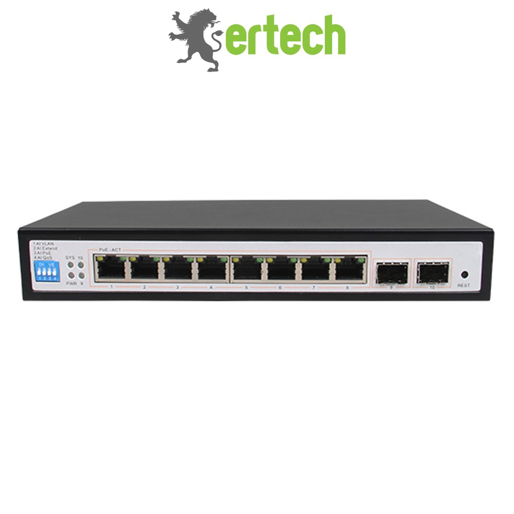 Ertech AI2082G 2-port Gigabit uplink 8-port AI Network PoE switch