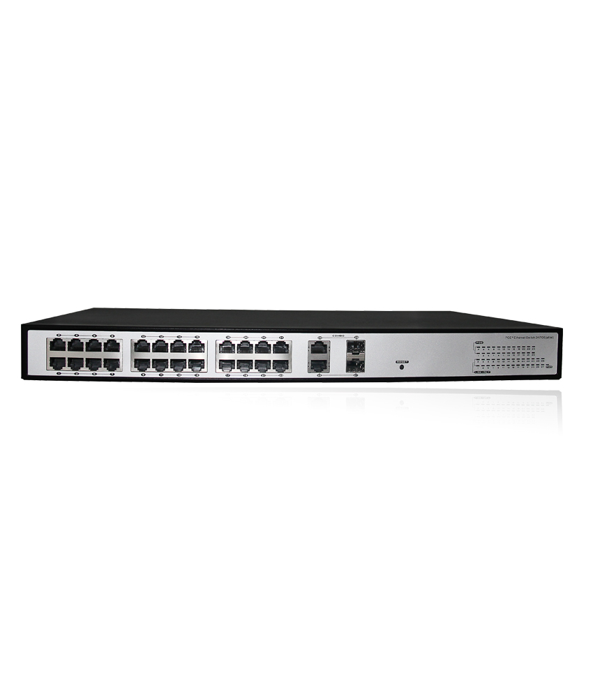 Folksafe FS-S1024EP-2C 24 Port 4 Uplink 420W 802.3 af/at 10/100/Mbps POE Network Switch SFP Fiber RJ45