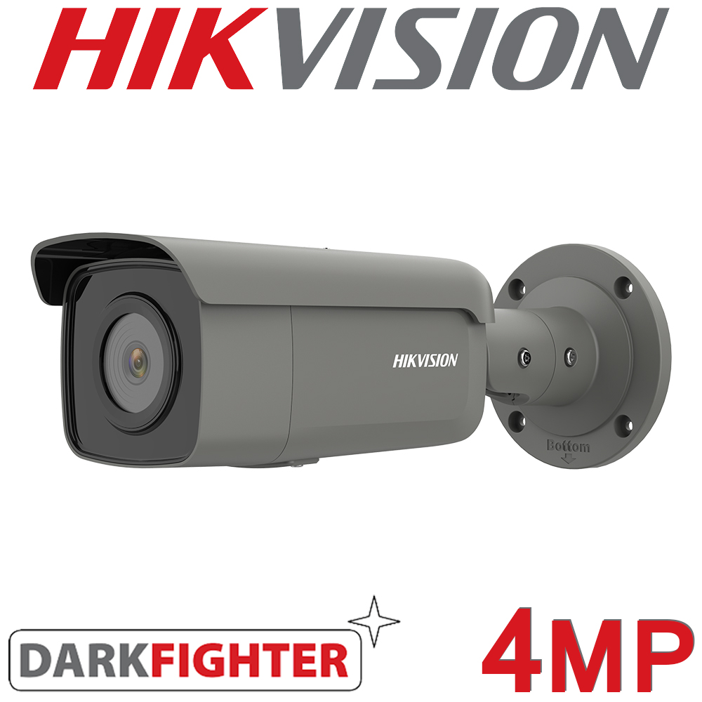 Hikvision DS-2CD2T46G2-2I(C) Grey 4MP 2K AcuSense 50M IR Darkfighter Network Bullet CCTV Camera Fixed Lens 4mm