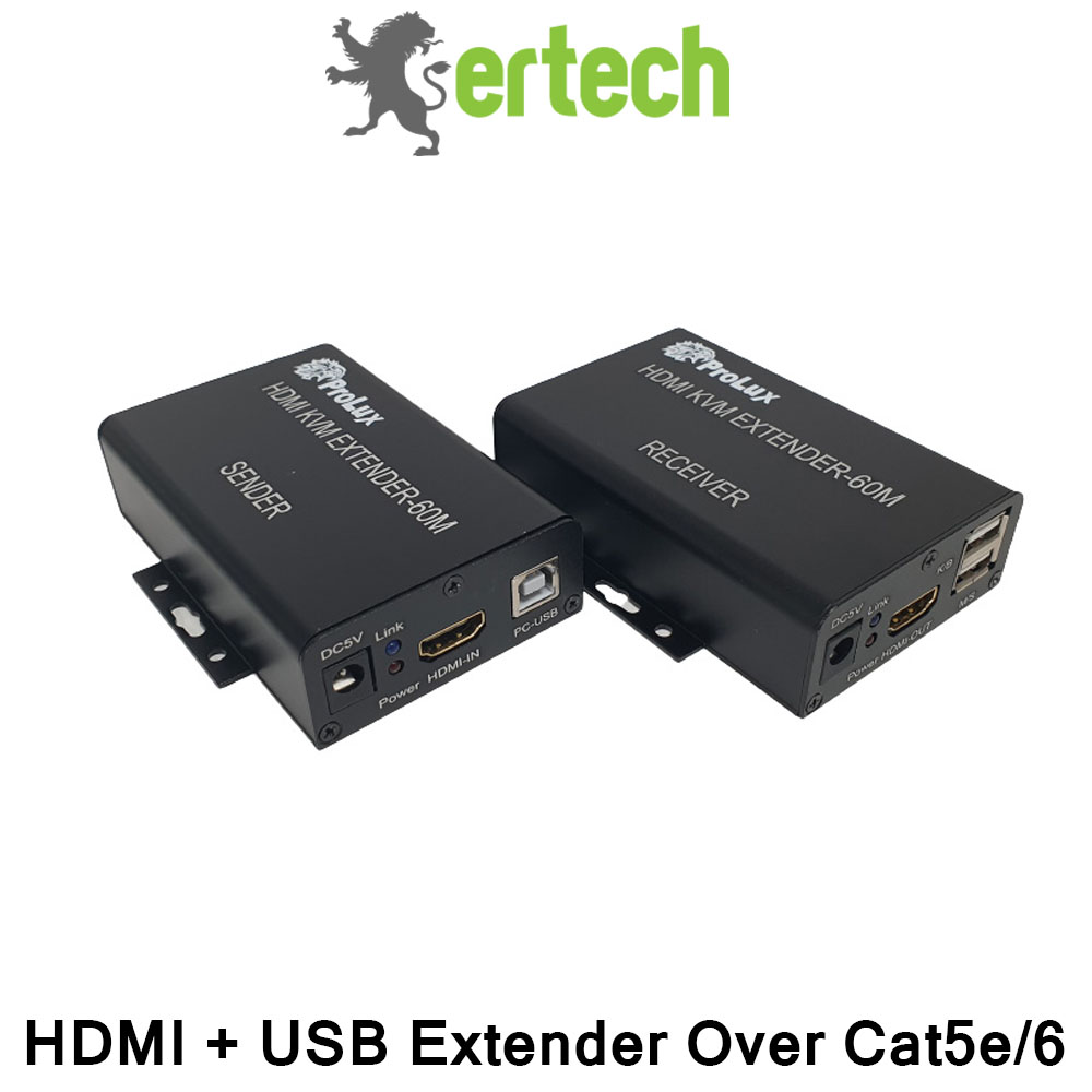 Ertech HDMI Extender Over Cat5e Cat6 Up To 60m With USB Support