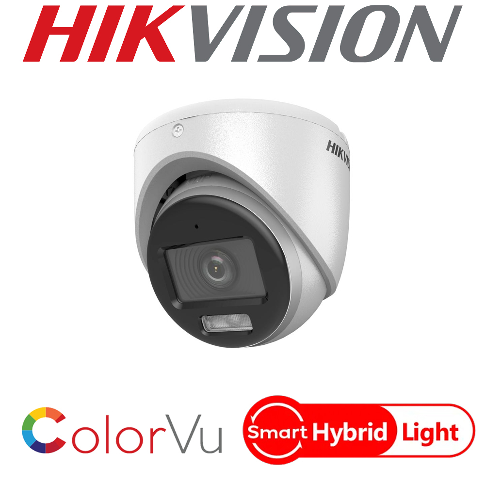 Hikvision DS-2CE70KF0T-LMFS 3K ColorVu Smart Hybrid Light Fixed Mic Turret Camera 2.8mm