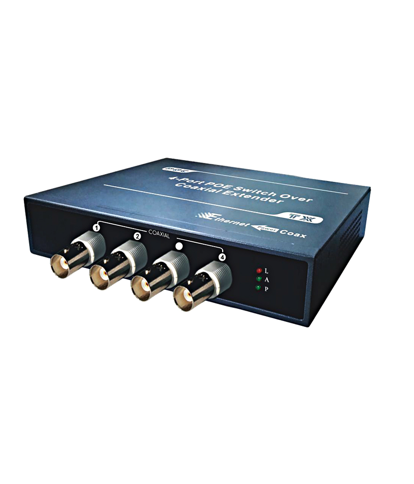 Folksafe FS-EPOC7004T-POE 4-CH Ethernet UTP CAT 5/6 IP Over Coax Cable Receiver Extender Converter